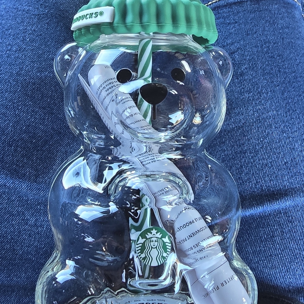 Starbucks Clear Bear Tumbler with Green Lid